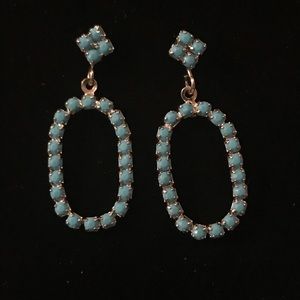 Turquoise Colored Silver Tone Earrings NWOT